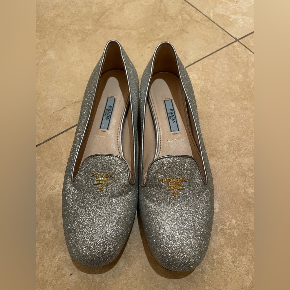 Prada vintage glitter loafers